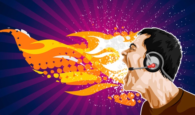 Guy with headphone and flames