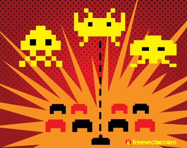 Space Invaders Game Free Vector