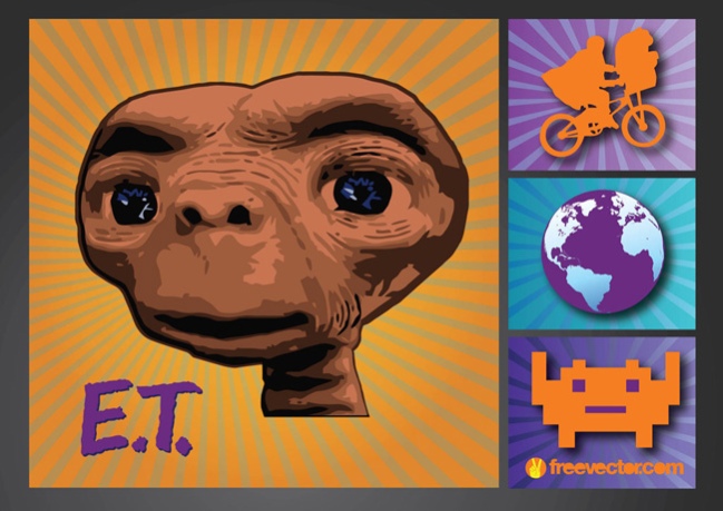 ET, Bike & Earth by FreeVector.com