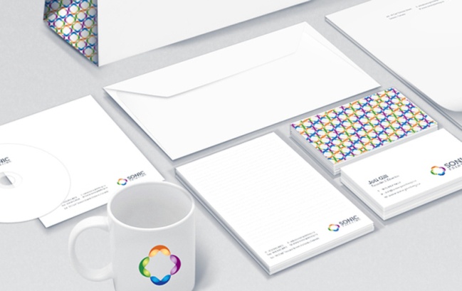 Cup, envelope, cd and card design