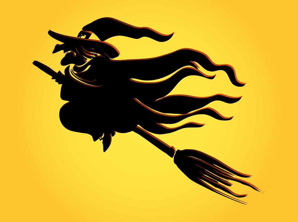 Witch On Broom Vector Vector Art & Graphics