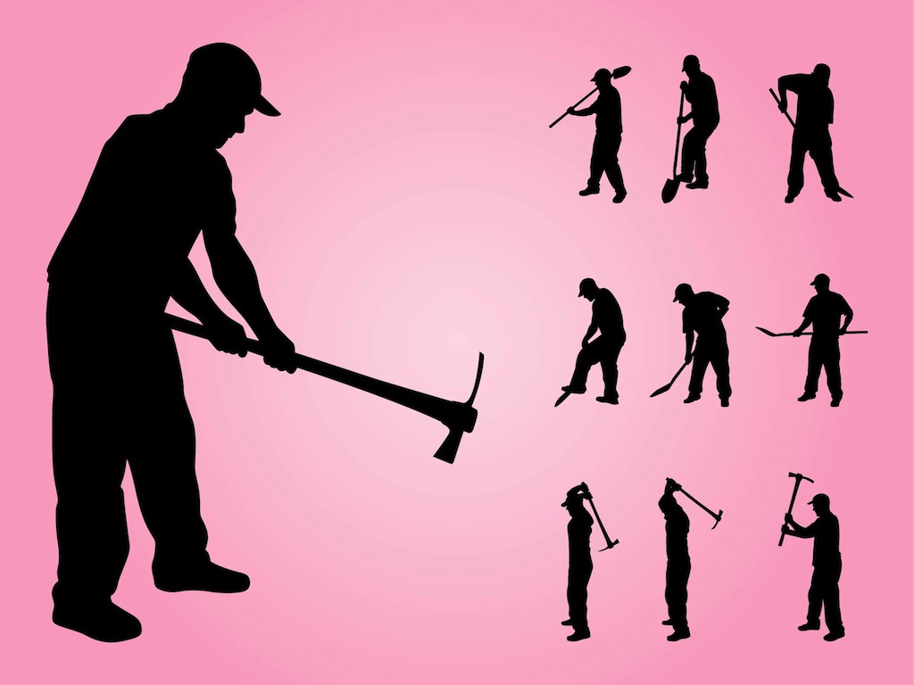 Digging Silhouettes Vector Art And Graphics