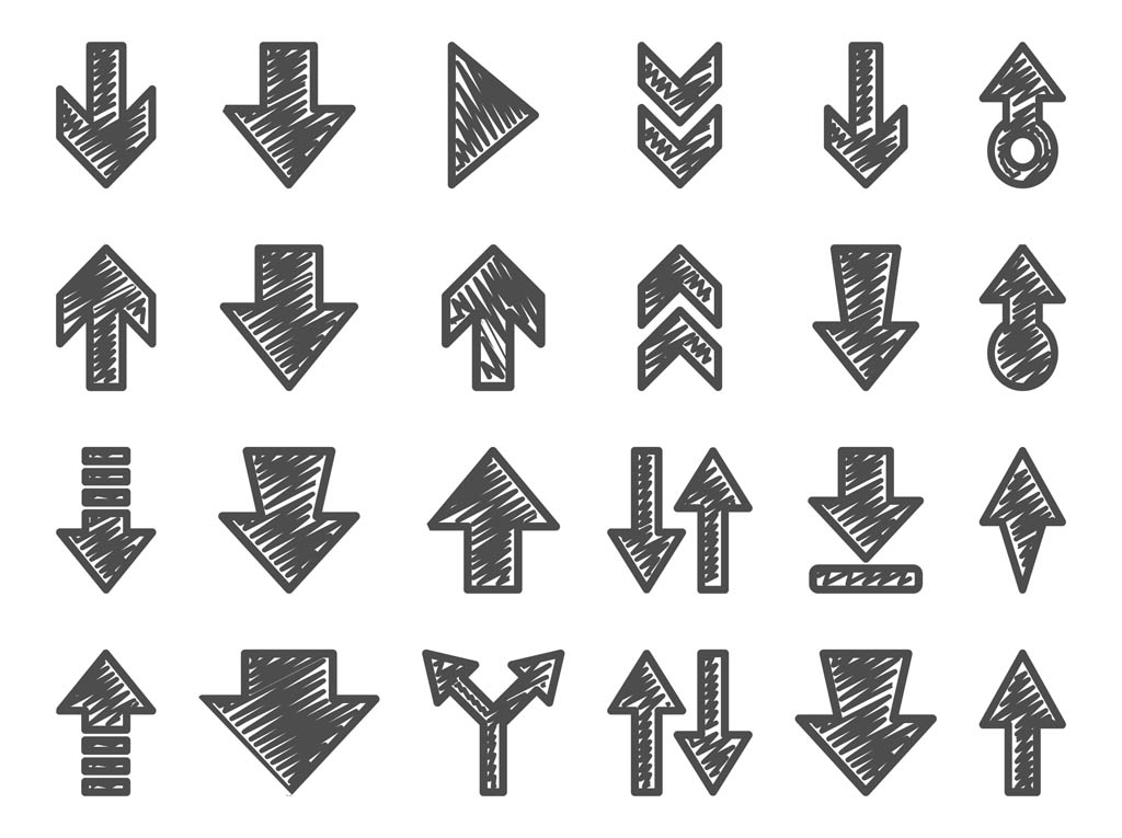 Hand Drawn Arrow Set Vector Art & Graphics | freevector.com
