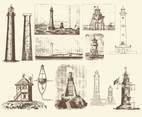 Sepia Vintage Lighthouse Illustrations