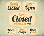 Throwback Closed and Open Signs Vector