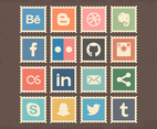 Retro Social Media Stamps Icons