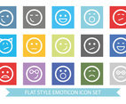 Flat Style Cute Emoticon Icon Set