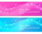 Pink and Blue Snowflake Vector Banners