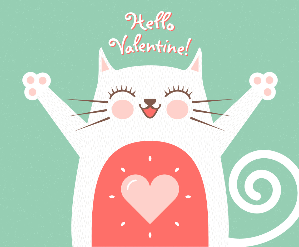 Cute Romantic Cat Greeting Card