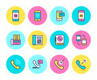 Phone Related Flat Line Vector Icons