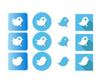 Tweeter Bird Icon Button Vectors 