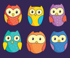 Cute Owls Collection Vector