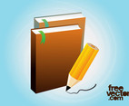 Books And Pencil Vector