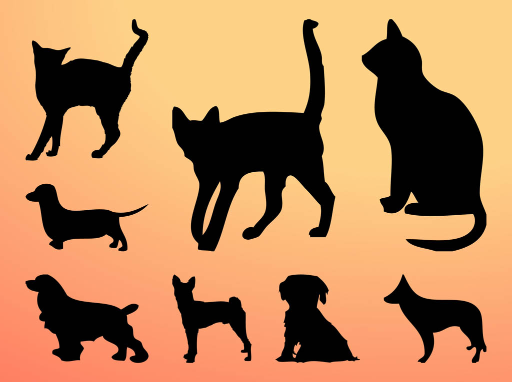 Cats And Dogs Silhouettes