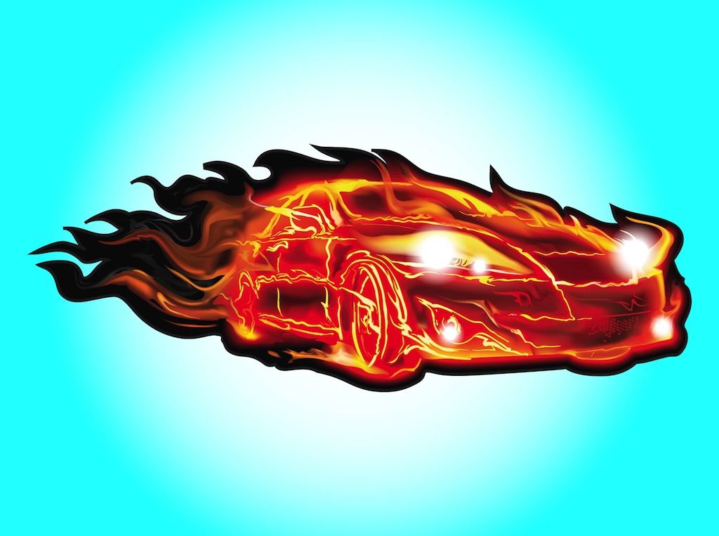 Fire Car Vector Art & Graphics