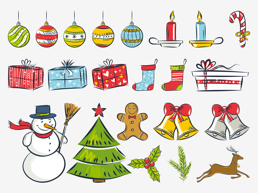 Christmas Drawings Vector Vector Art & Graphics | freevector.com