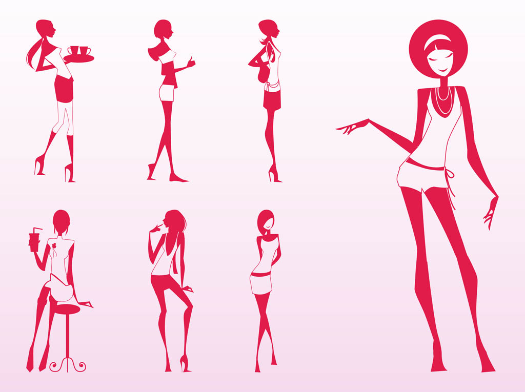 Glamour Girls Silhouettes Vector Art And Graphics
