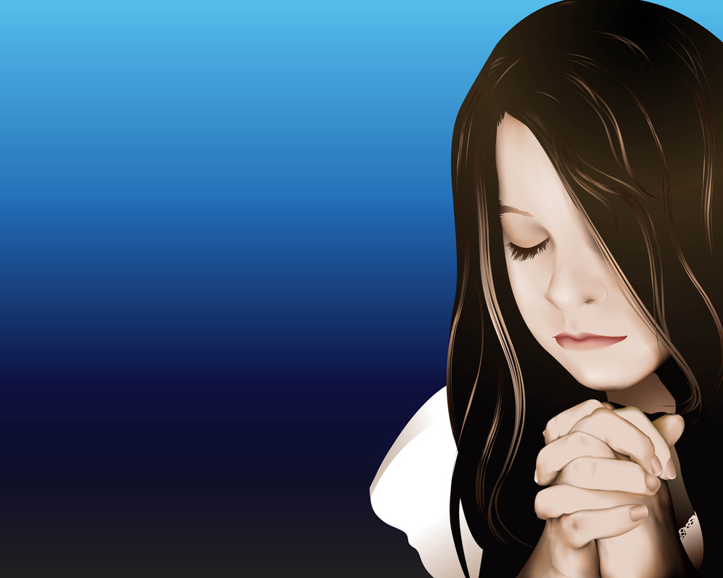 Praying Girl Vector Art & Graphics