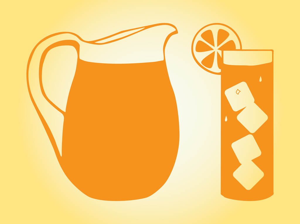 Orange juice in jar and glass on white background Vector Image