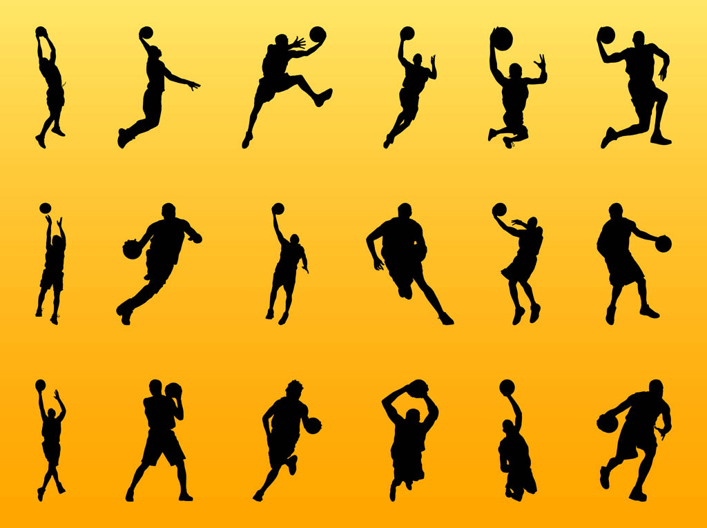 Basketball Player Silhouettes Vector Art & Graphics | freevector.com