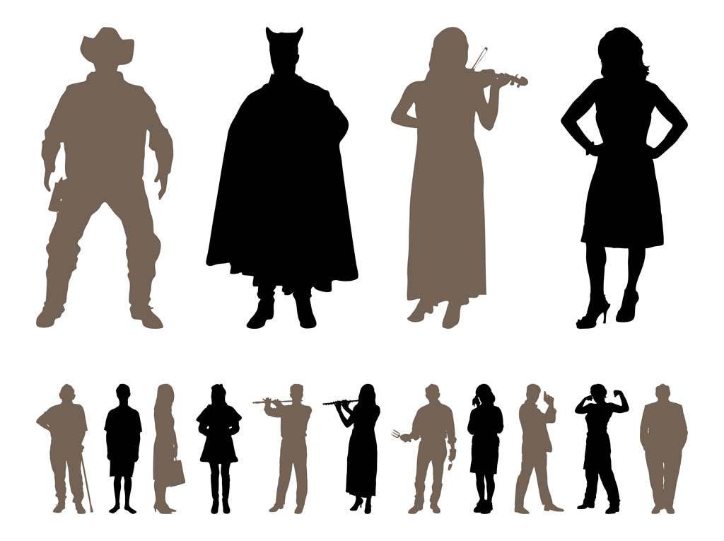 vector silhouette people playing
