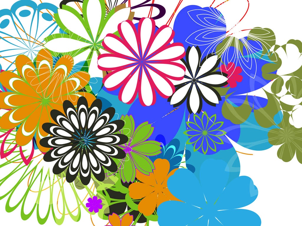 Colorful Flowers Background Art Vector Art & Graphics 