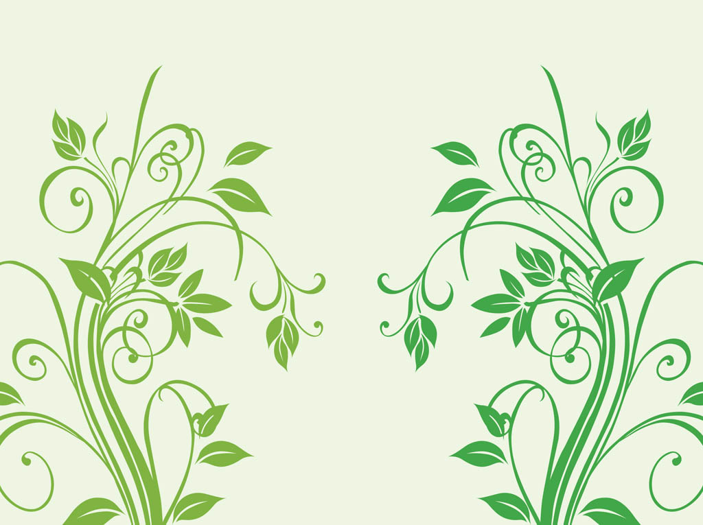 Swirling Plant Silhouettes Vector Art & Graphics |