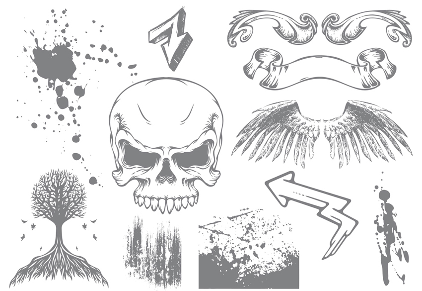 Download Skull & Wings Grunge Vector Pack Vector Art & Graphics ...