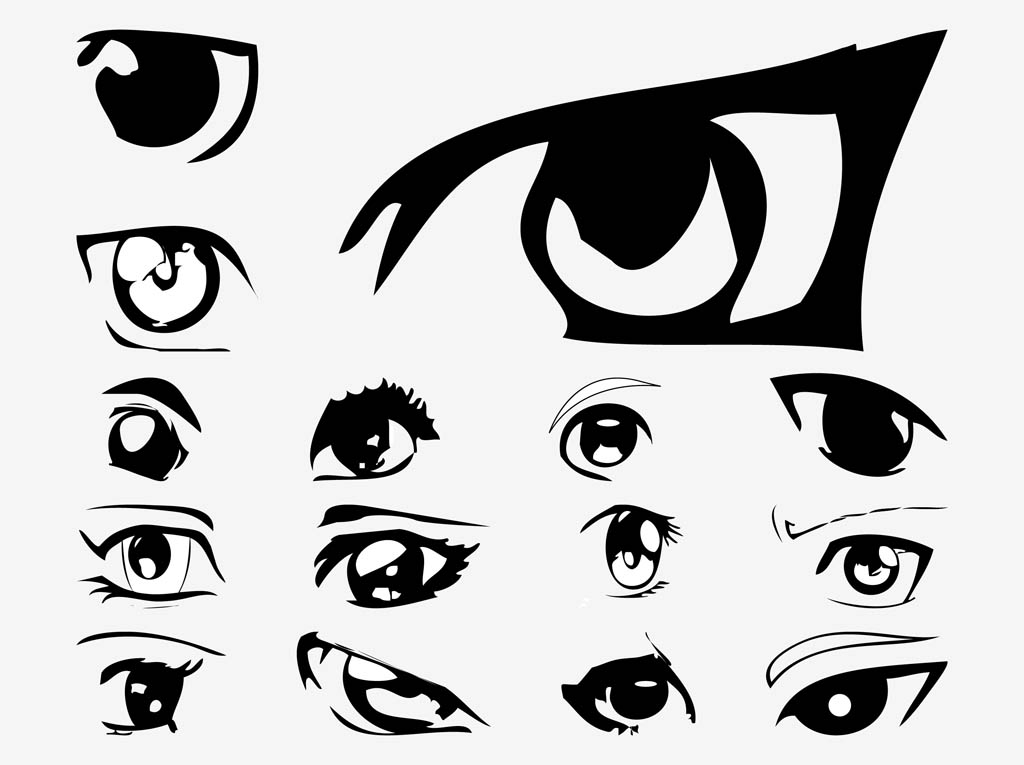 Anime eyes with hearts Royalty Free Vector Image