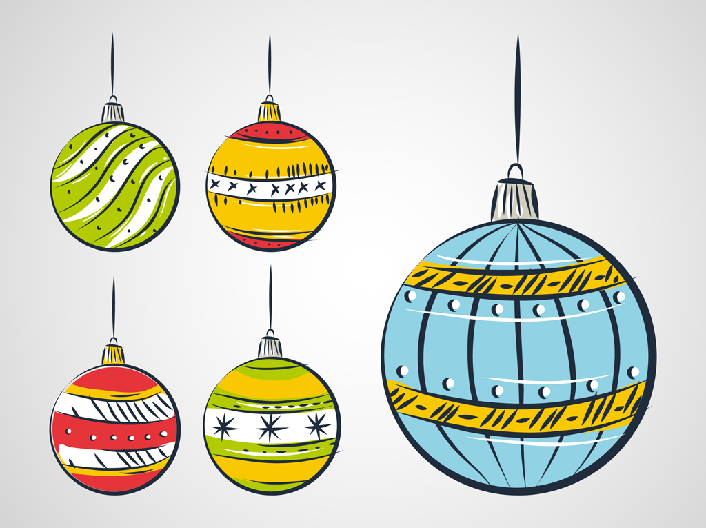 Christmas Balls Drawing Vector Art & Graphics