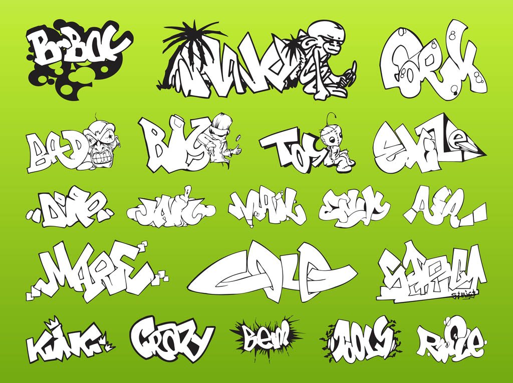 Download Graffiti Piece Pack Vector Art & Graphics | freevector.com