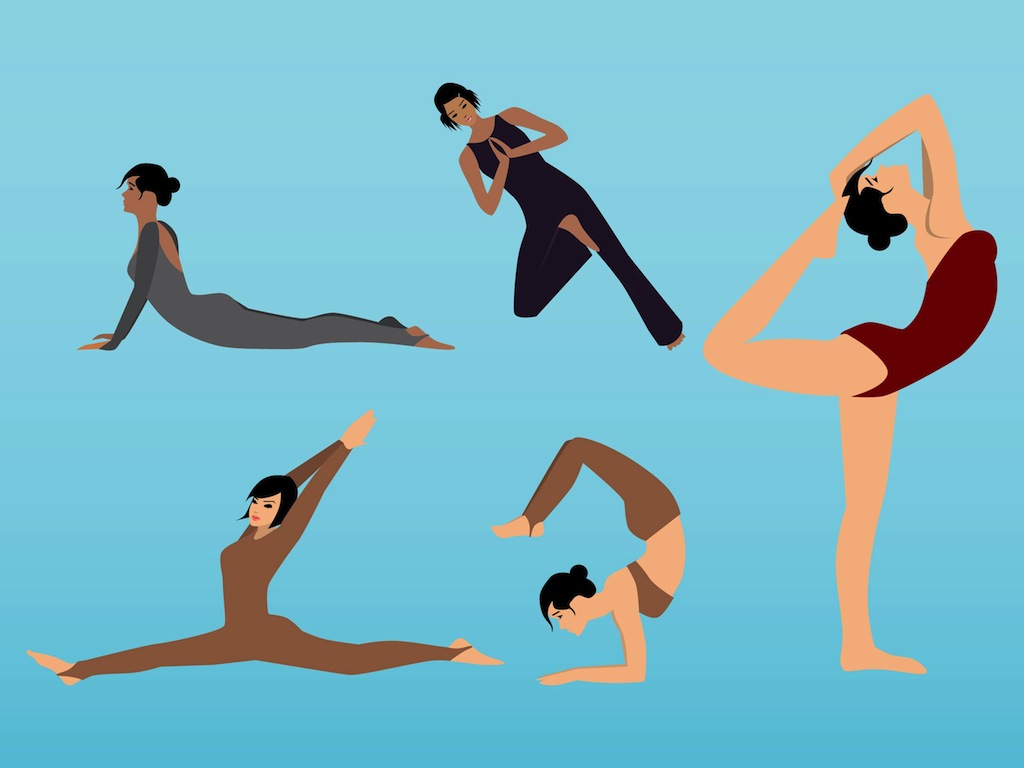 6 yoga poses for working at home Royalty Free Vector Image