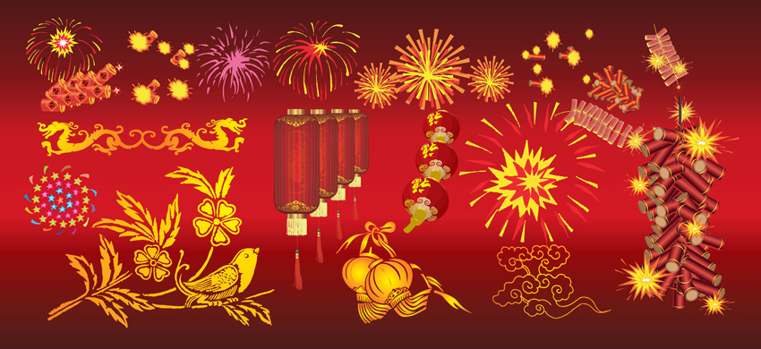 Chinese lunar new year symbols pattern Royalty Free Vector