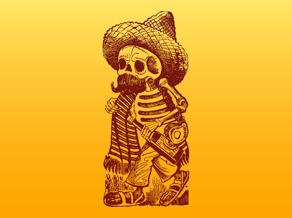 Mexican Skeleton Character Vector Art & Graphics | freevector.com