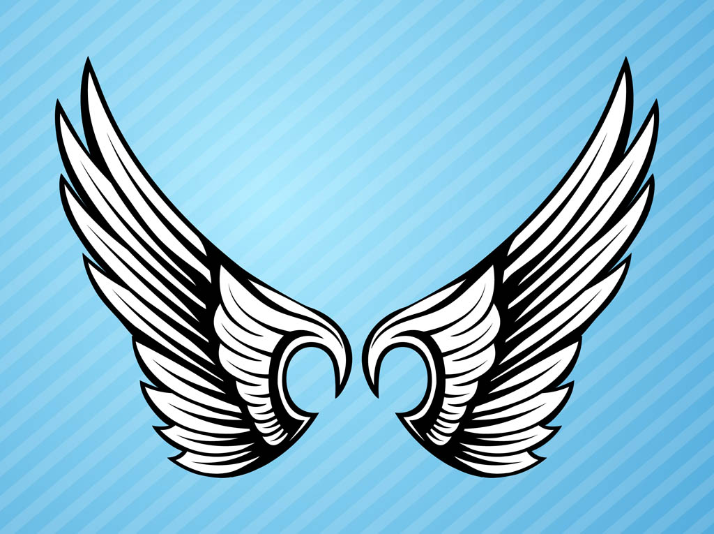 Black And White Bird Wings Element Vector Art & Graphics | freevector.com