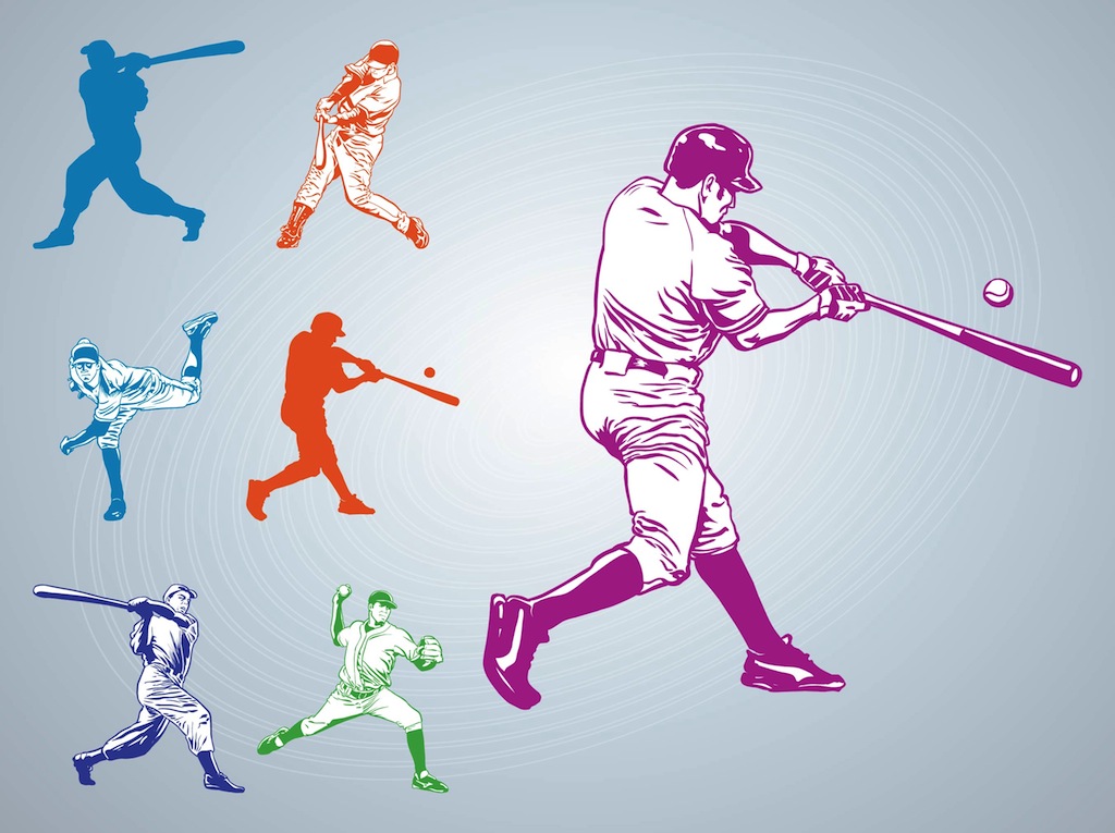 Illustration of a baseball player, vector draw Stock Vector