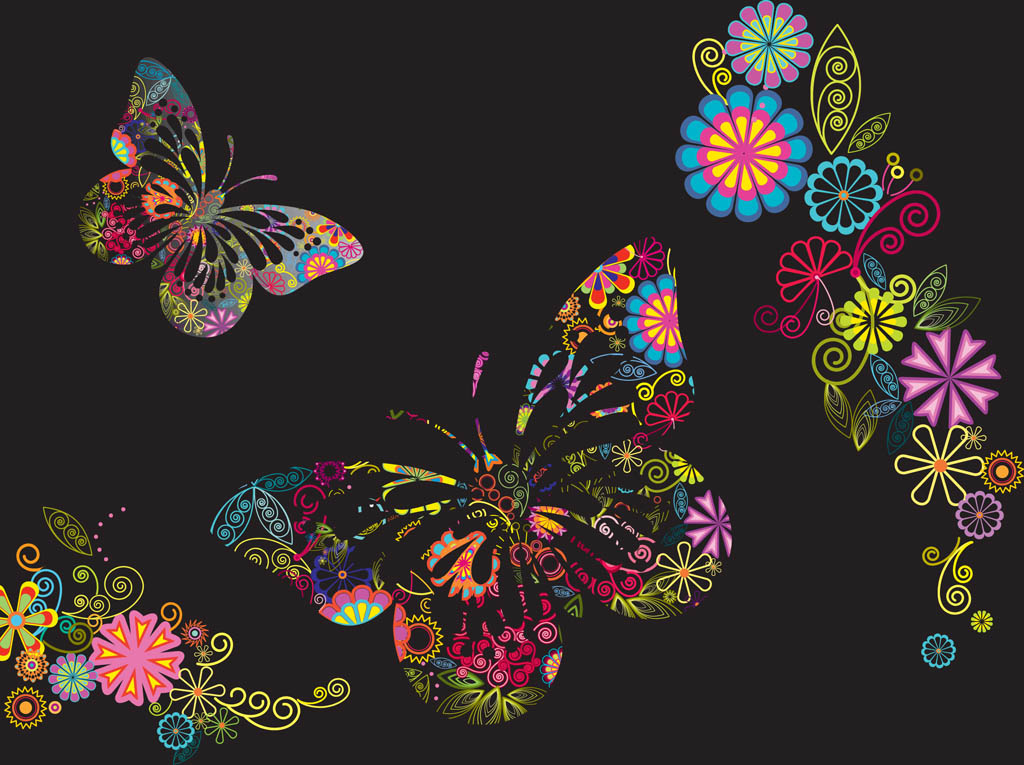 Download Flowers And Butterflies Background Vector Art Graphics Freevector Com