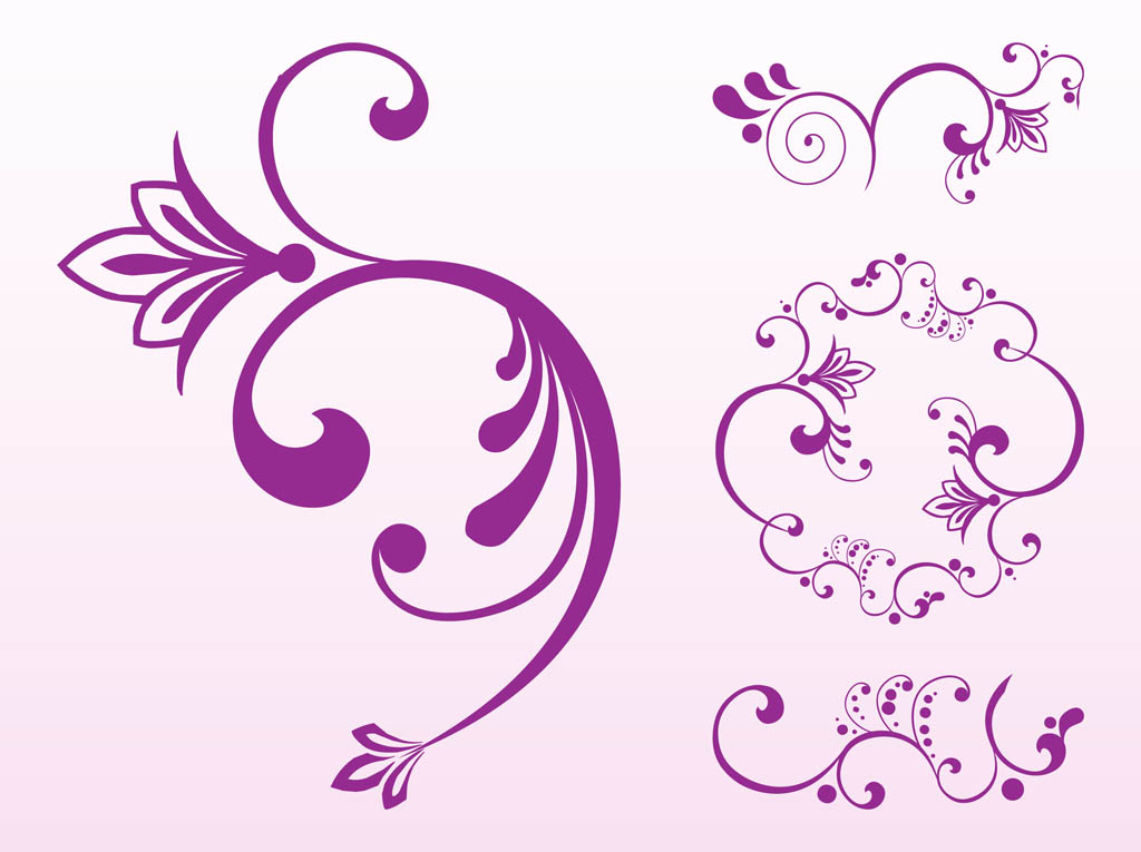 Floral Scroll Set Vector Art & Graphics | freevector.com