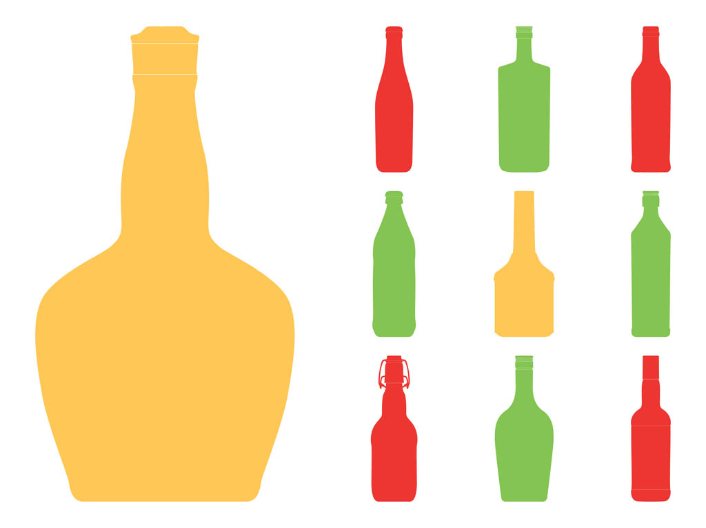 Download Bottle Silhouettes Set Vector Art & Graphics | freevector.com