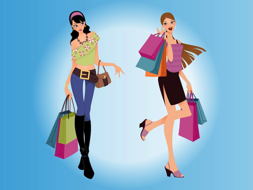 Download Shopping Women Vector Vector Art & Graphics | freevector.com