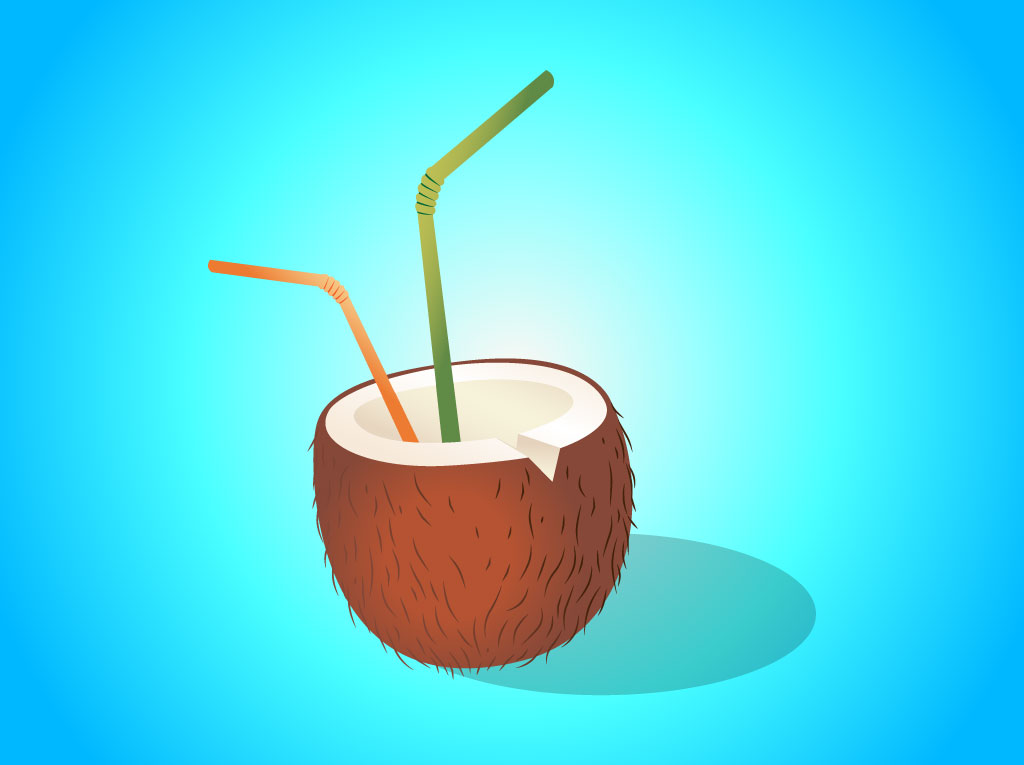 Coconut Drink Illustration Vector Art & Graphics