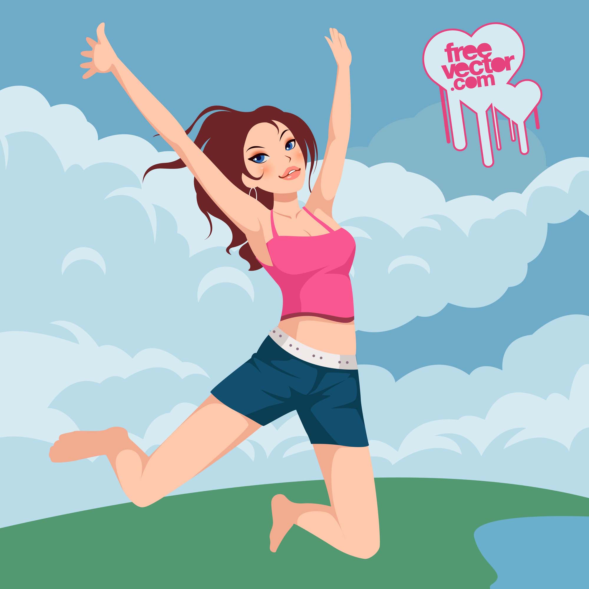 Download Jumping Girl Vector Vector Art & Graphics | freevector.com