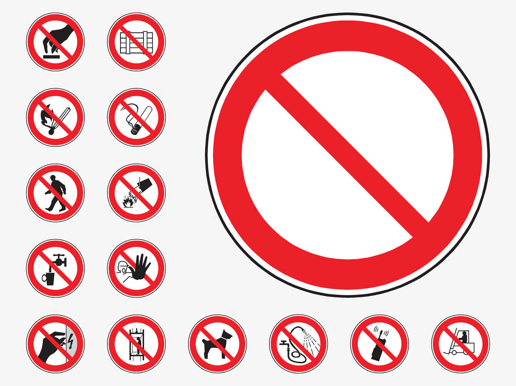 Prohibition road signs forbidden Royalty Free Vector Image