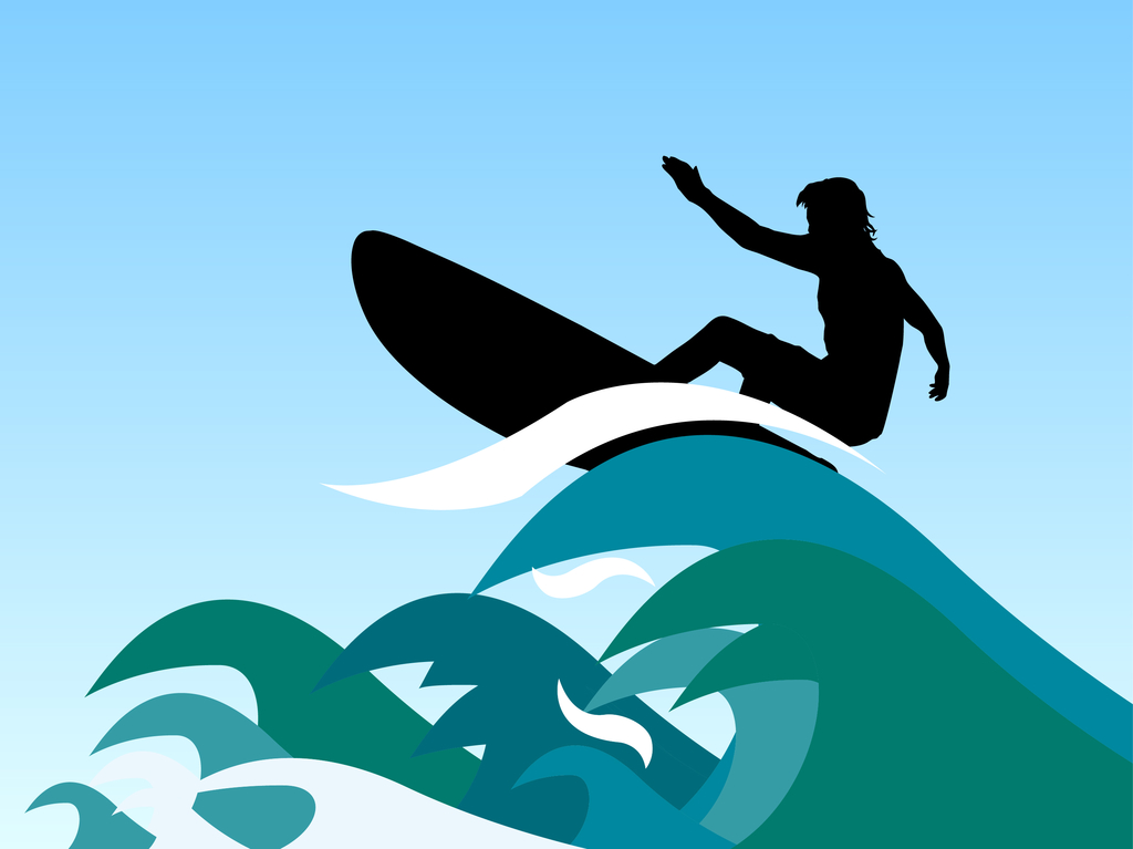 Surfer Waves Vector Vector Art & Graphics | freevector.com