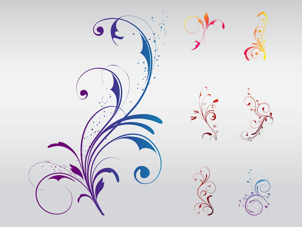 Swirly Floral Designs Vector Art & Graphics | freevector.com