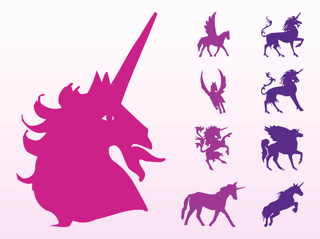 Download Unicorns And Horses Silhouettes Vector Art & Graphics ...