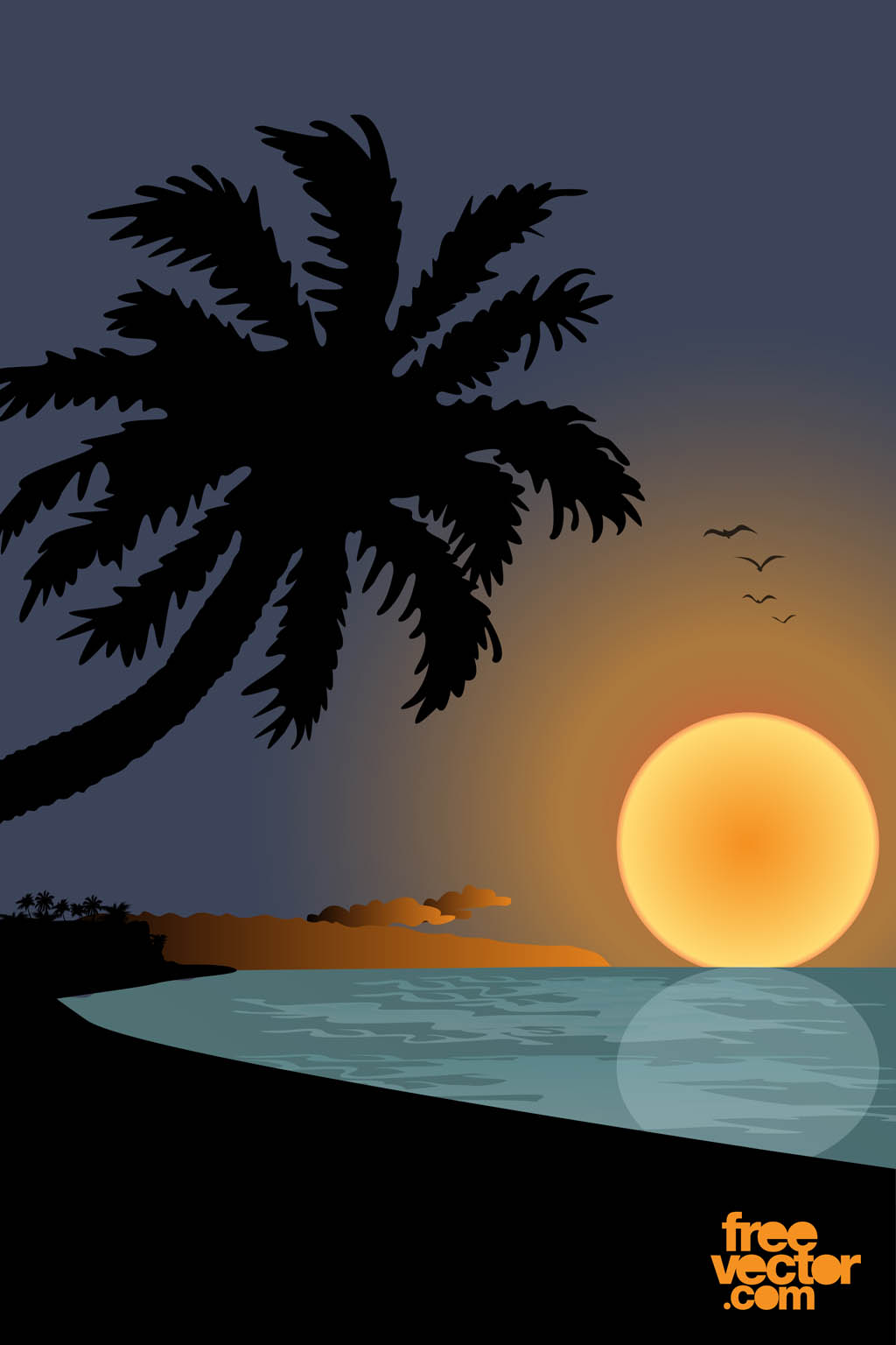 Sunset On Beach Graphics Vector Art & Graphics | freevector.com