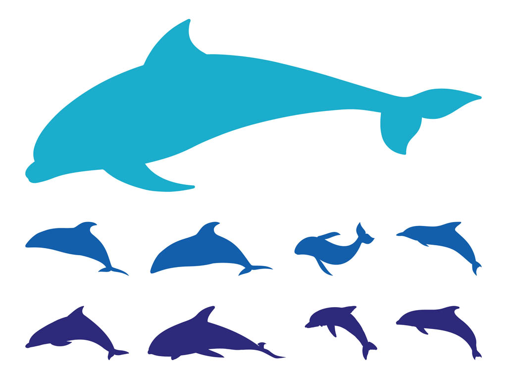 Dolphins Silhouette Set Vector Art & Graphics | freevector.com
