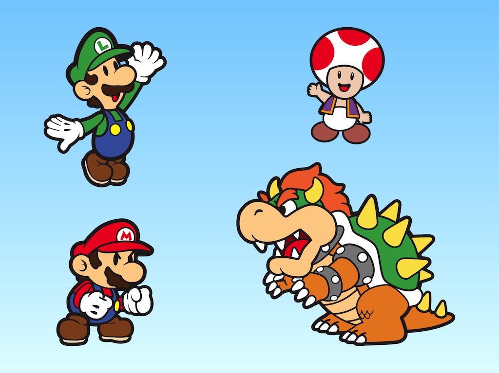 Super Mario Bros Characters Vector Art & Graphics