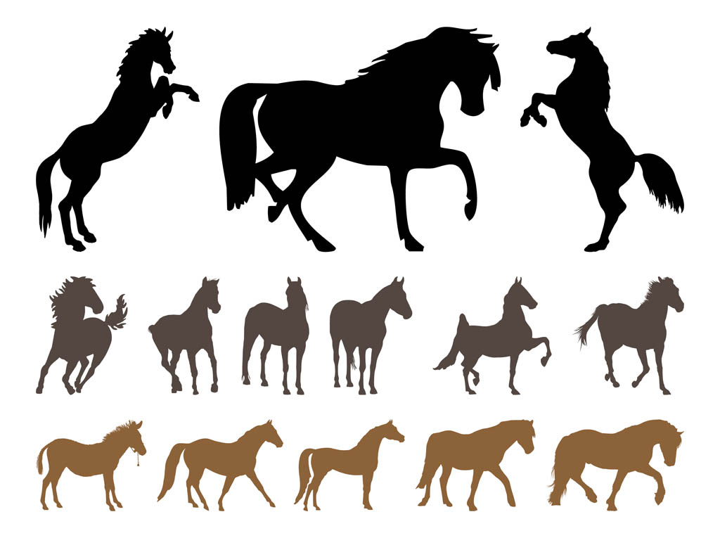 Download Horses Silhouette Set Vector Art & Graphics | freevector.com